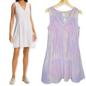 ✨NWT Club Monaco Sleeveless Silk Pastel Tie Dye Watercolor Mini Dress Size 6